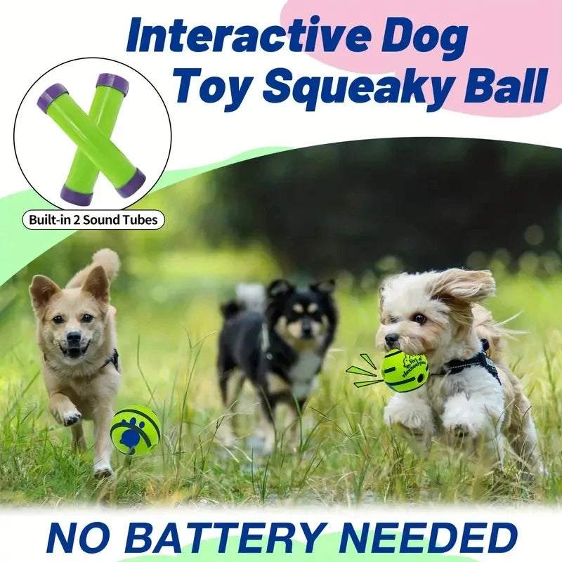 Interactive Wobble Wag Giggle Ball – No-Battery Squeaky Dog Toy for All Sizes Balls for Dog IQ Training