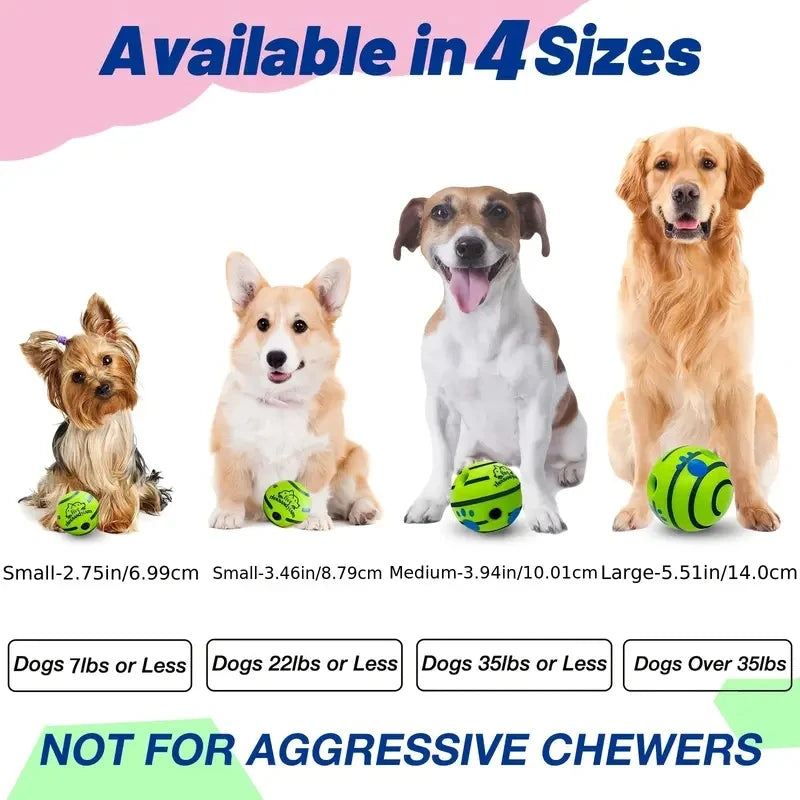 Interactive Wobble Wag Giggle Ball – No-Battery Squeaky Dog Toy for All Sizes Balls for Dog IQ Training