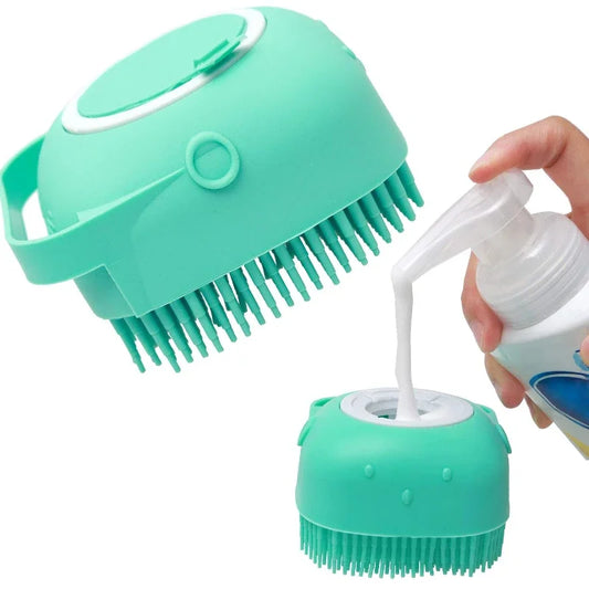 Pet Dog Shampoo Brush & Massage Comb | Soft Silicone Grooming Scrubber for Dogs & Cats