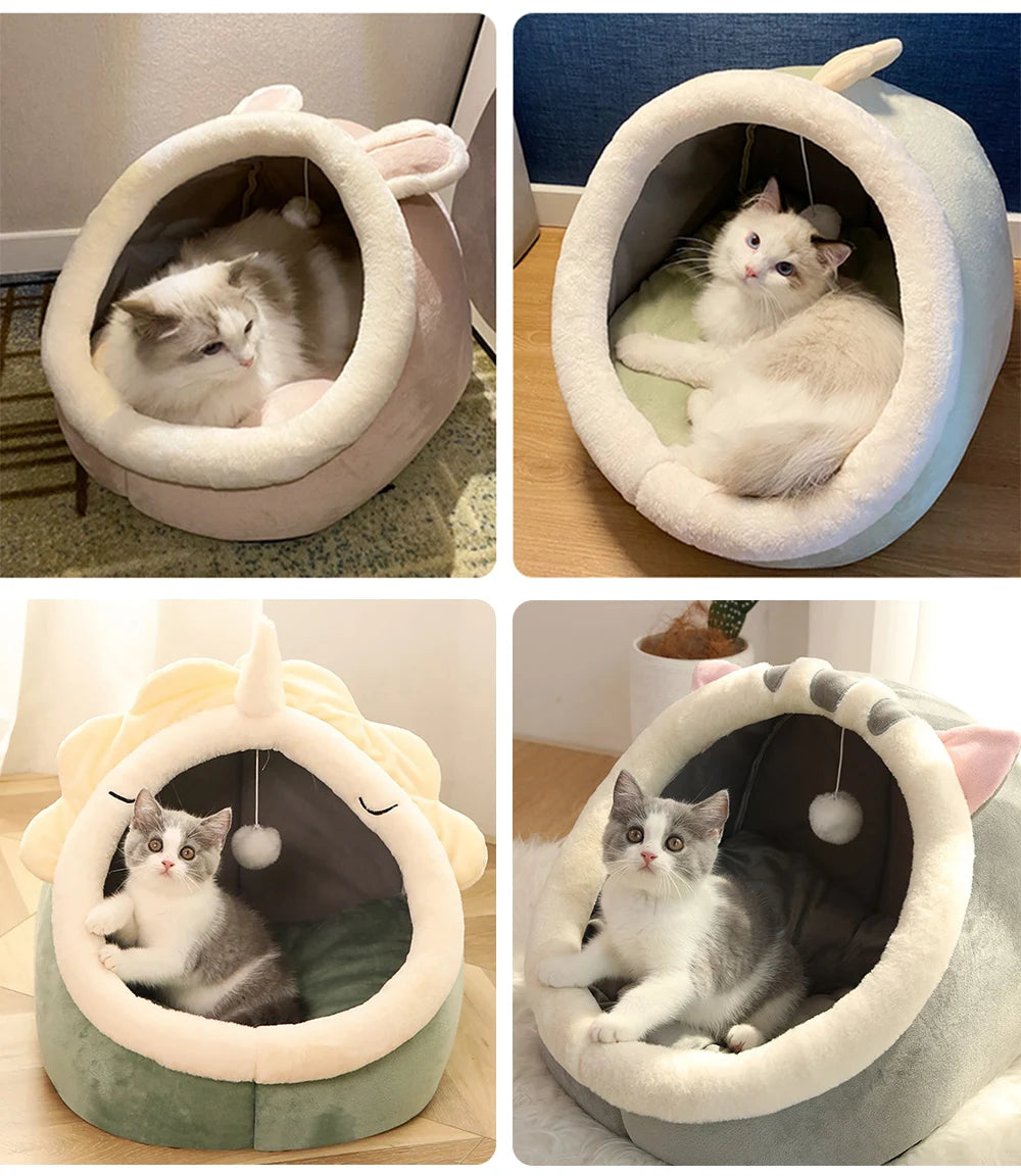 Luxury Cozy Cave Pet Bed – Ultra-Plush Anti-Anxiety Covered Cat & Small Dog Bed