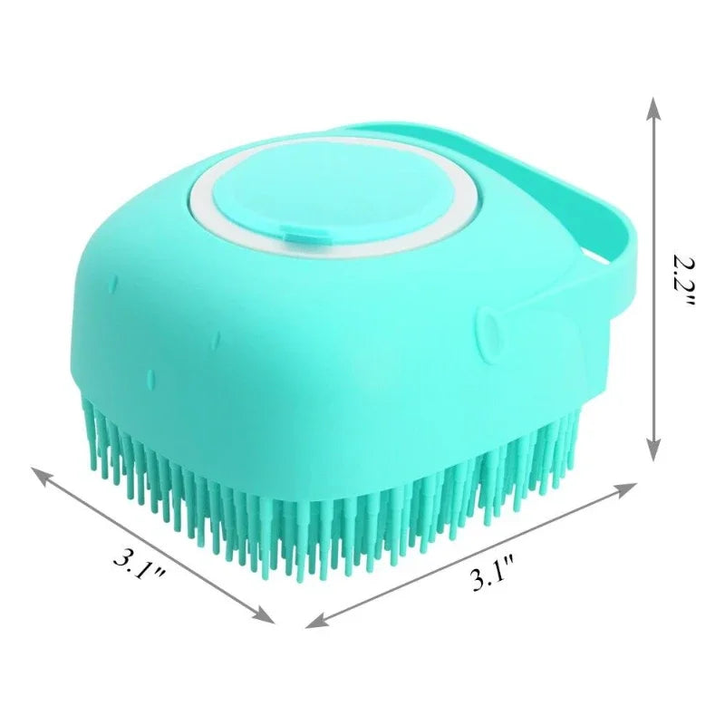 Pet Dog Shampoo Brush & Massage Comb | Soft Silicone Grooming Scrubber for Dogs & Cats