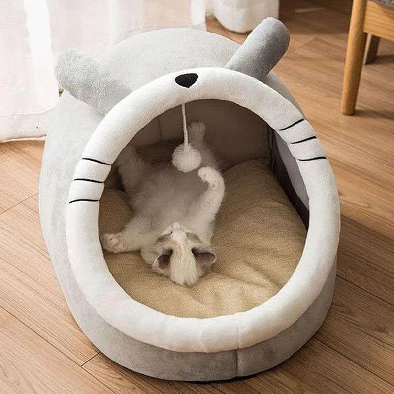 Luxury Cozy Cave Pet Bed – Ultra-Plush Anti-Anxiety Covered Cat & Small Dog Bed