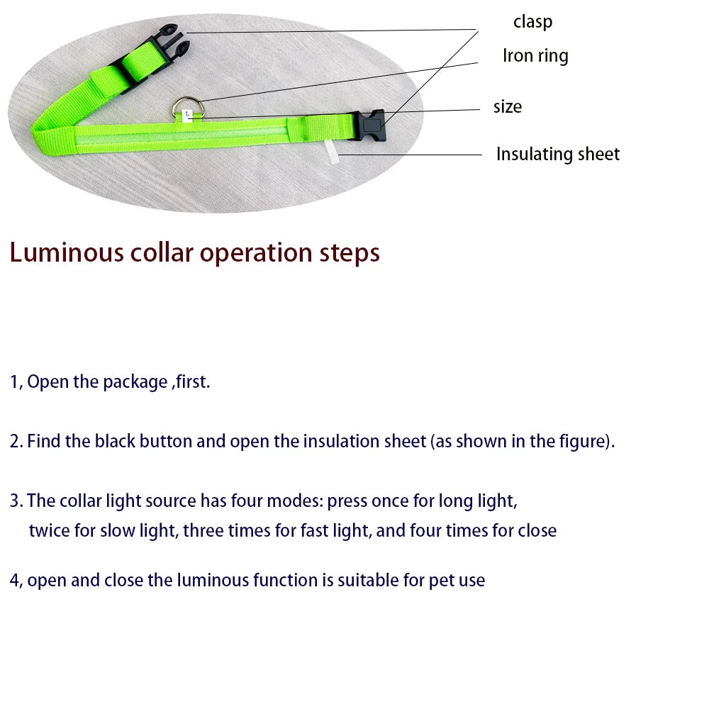 NightGlow LED Safety Dog Collar - Ultra-Bright USB Rechargeable