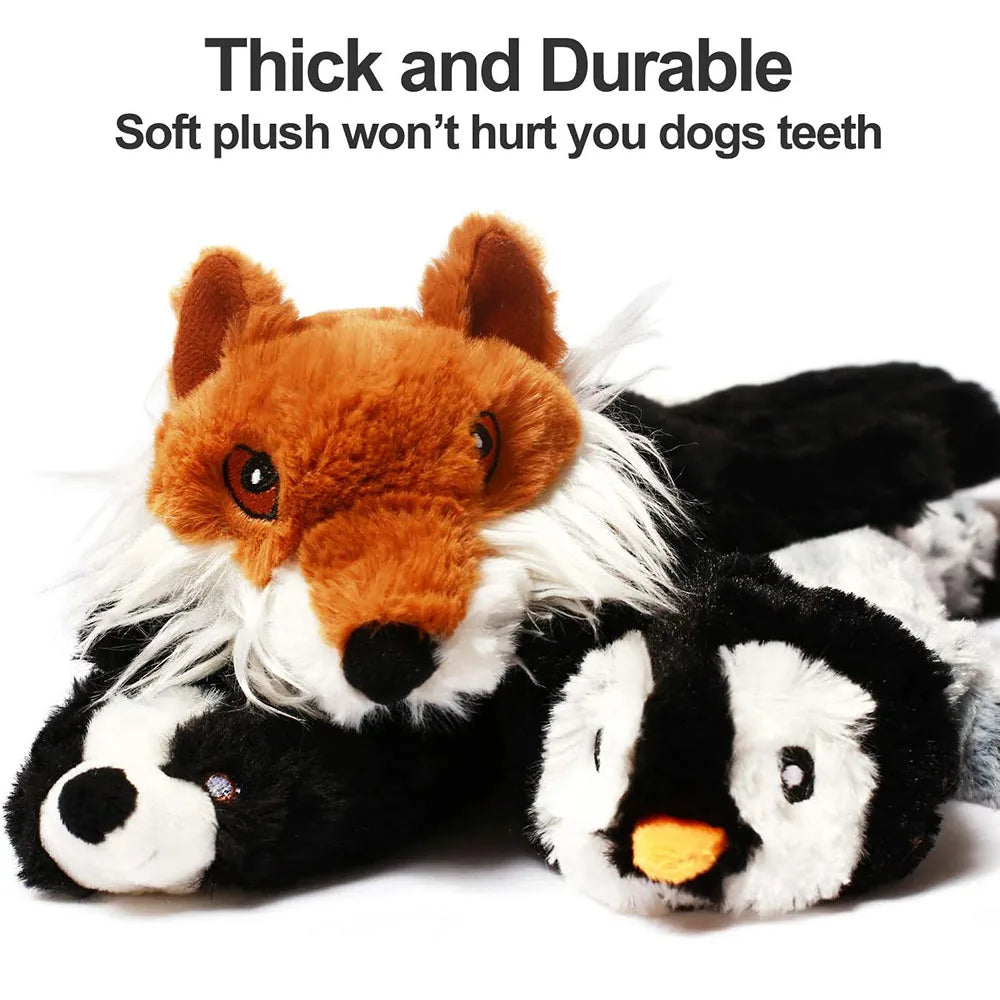 Funny Simulated Animal No-Stuffing Dog Toy with Squeakers – Durable Stuffingless Plush Chew Toy & Crinkle Pet Toy