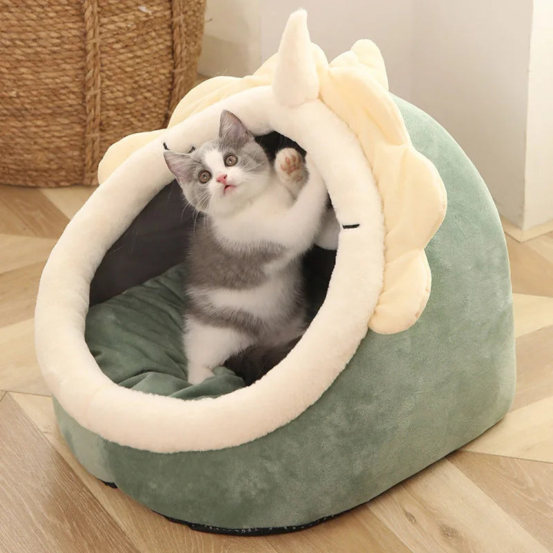 Luxury Cozy Cave Pet Bed – Ultra-Plush Anti-Anxiety Covered Cat & Small Dog Bed